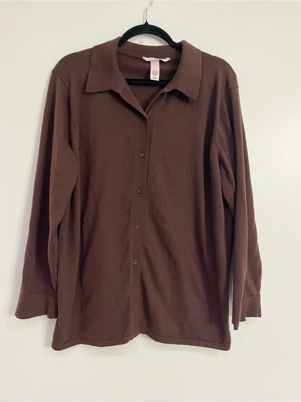 Victoria's Secret women’s  Brown Long-Sleeve Button-Down Shirt